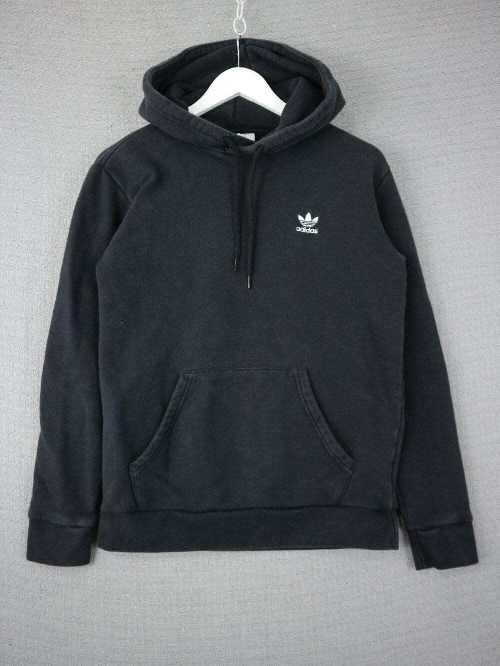 Adidas Logo Pullover Cotton Hoodie Mens Black Small